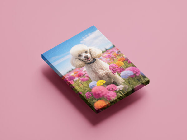 Dog-flowers-wallart, dog in flowers wall hanging