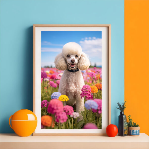 Dog-flowers-wallart, dog in flowers wall hanging