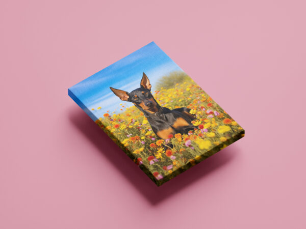 Dog-flowers-wallart, dog in flowers wall hanging