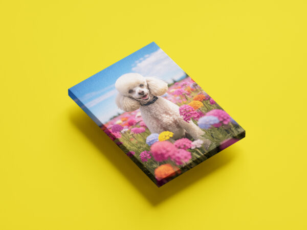 Dog-flowers-wallart, dog in flowers wall hanging