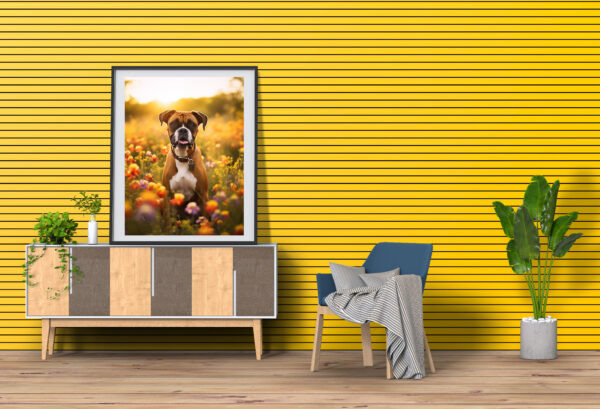 Boxer in field of flowers Wall Art, POSTER, Boxer Decore, Dog Decore, Artful Dog Artwork, Dog Wallart, - Image 3