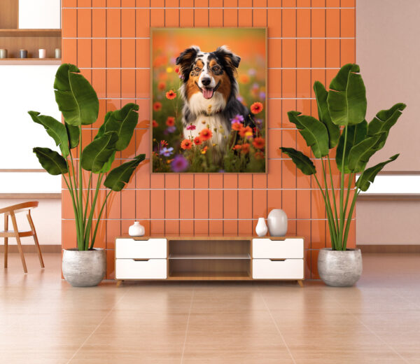 Dog Wallhanging, Landscape flowers,