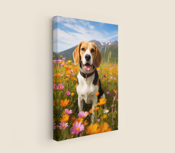 Dog Decor, Dog in field of flowers Wall Art