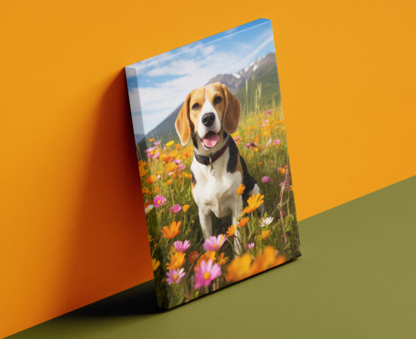 Dog Decor, Dog in field of flowers Wall Art