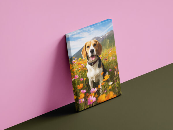 Dog Decor, Dog in field of flowers Wall Art