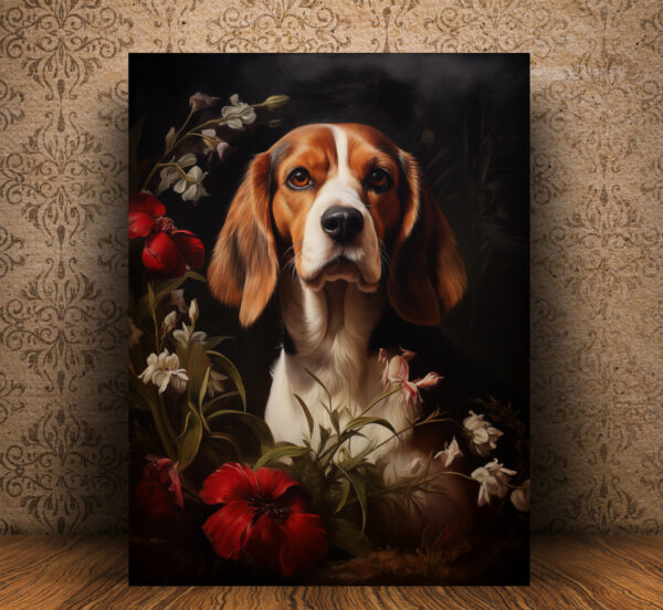 Dog Decor, Dog in field of flowers Wall Art