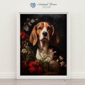 Dog Decor, Dog in field of flowers Wall Art