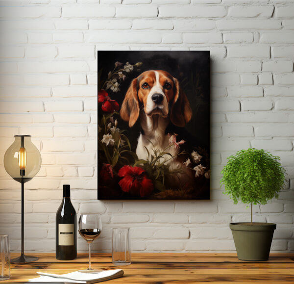 Dog Decor, Dog in field of flowers Wall Art