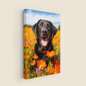 Dog Decor, Dog in field of flowers Wall Art