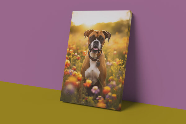 Boxer in field of flowers Wall Art, CANVAS ART, Boxer Decore, Dog Decore, Artful Dog Artwork, Dog Wallart - Image 3