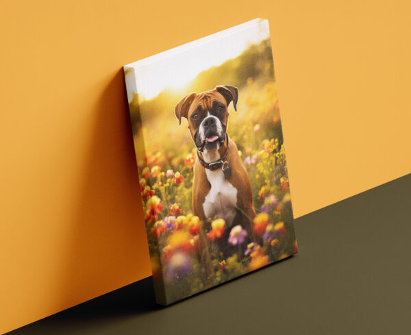 Boxer in field of flowers Wall Art, CANVAS ART, Boxer Decore, Dog Decore, Artful Dog Artwork, Dog Wallart - Image 2