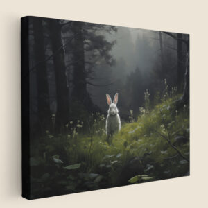 Rabbit in the woods, bunny in the woods, bunny art