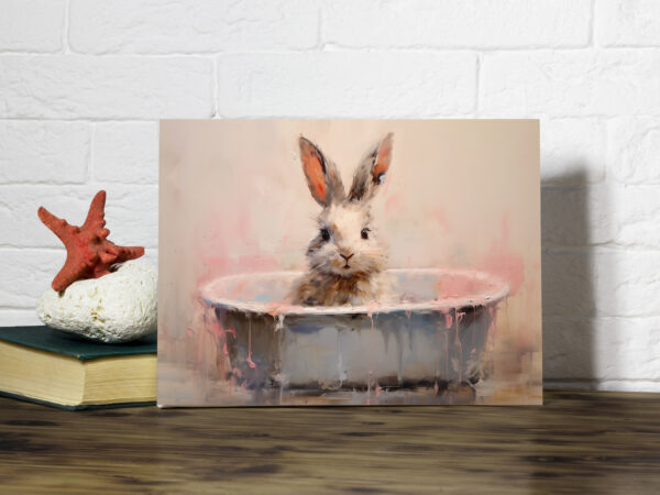 Bunny in a tub, Rabbit in a Bath, Bunny Art