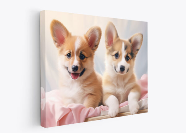 Puppies in a crib, Dogs in a bed, Dog Art