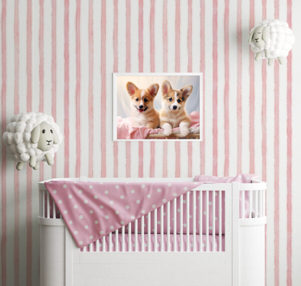 Puppies in a crib, Dogs in a bed, Dog Art