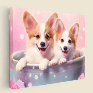 Corgis in Bath tub, Cargis Artwork, Corgi Art