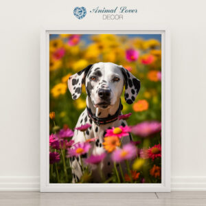 Dog in flowers, Dog artwork