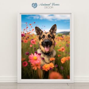 Dog Wallhanging, Landscape flowers,