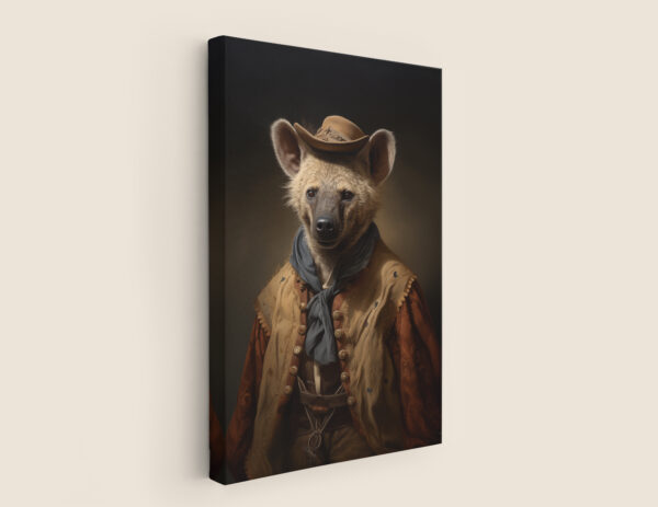 Western Hyena Art, CANVAS ART, Vintage Hyena, Cabin Decor, Hyena Art, Old West Animal, Cabin Art, Animal Decor