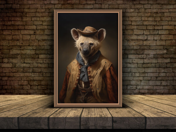 Western Hyena Art, POSTER, Vintage Hyena, Cabin Decor, Hyena Art, Old West Animal, Cabin Art, Animal Decor - Image 2