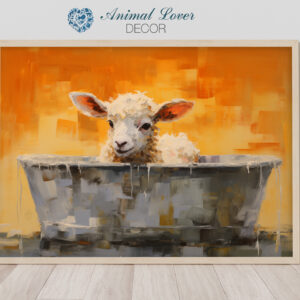 lamb in a bath tub, Lamb artwork, lamb art