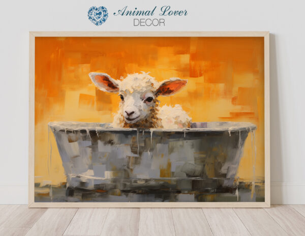 lamb in a bath tub, Lamb artwork, lamb art