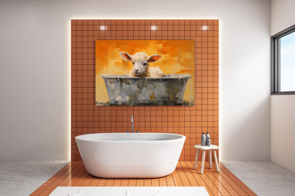 lamb in a bath tub, Lamb artwork, lamb art