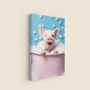 pig in a tub, pastel artwork, pig in bath tub