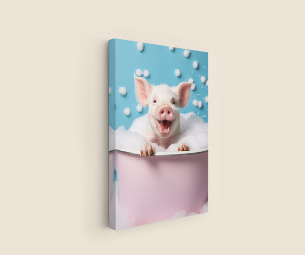 pig in a tub, pastel artwork, pig in bath tub