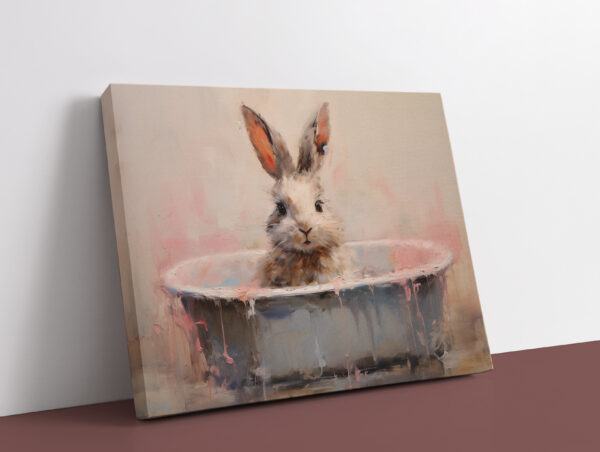 Bunny in a tub, Rabbit in a Bath, Bunny Art