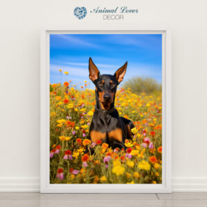 dog in flowers wall hanging, Dog-flowers-wallart,