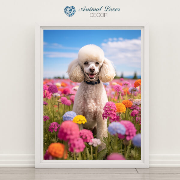 Dog-flowers-wallart, dog in flowers wall hanging