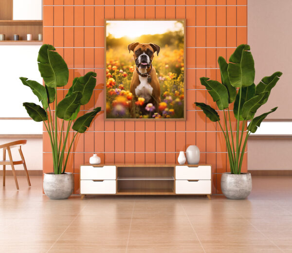 Boxer in field of flowers Wall Art, POSTER, Boxer Decore, Dog Decore, Artful Dog Artwork, Dog Wallart, - Image 4