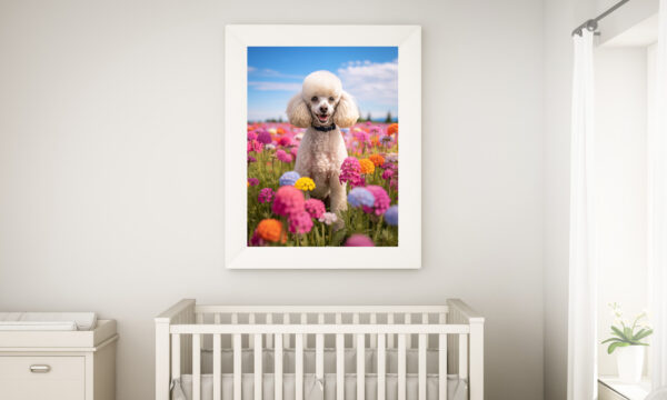 Dog-flowers-wallart, dog in flowers wall hanging