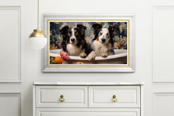 Australian Shepard Puppies in a Bathtub, INSTANT DOWNLOADS, Australian Shepard WallArt, Bathroom Dog Art, Bathroom Decor - Image 2