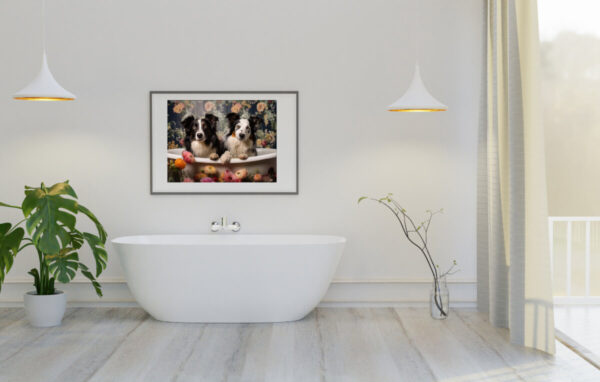 Australian Shepard Puppies in a Bathtub, INSTANT DOWNLOADS, Australian Shepard WallArt, Bathroom Dog Art, Bathroom Decor - Image 4