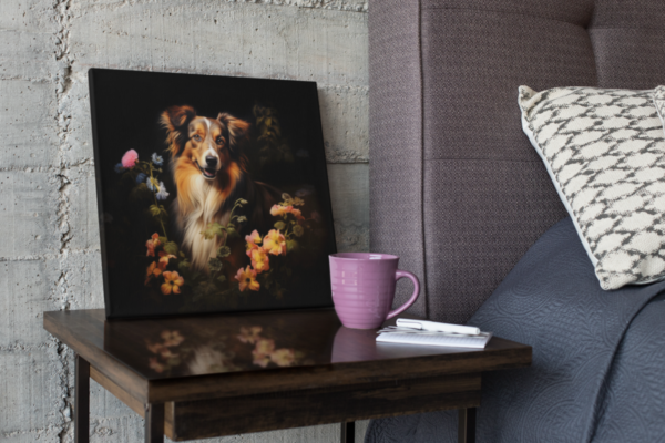 Australian Shepherd CANVAS ART Dark Cottagecore Dog Canvas Art Artful Canvas Dog Art Gift, Australian Shepherd Wallart - Image 6