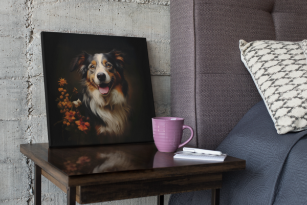 Australian Shepherd CANVAS ART | Dark Cottagecore Dog Canvas Art, Canvas Art, Dog Art Gift, Australian Shepherd Wallart - Image 3