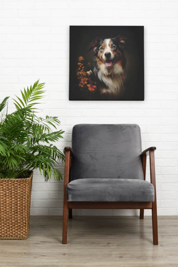 Australian Shepherd CANVAS ART | Dark Cottagecore Dog Canvas Art, Canvas Art, Dog Art Gift, Australian Shepherd Wallart - Image 7