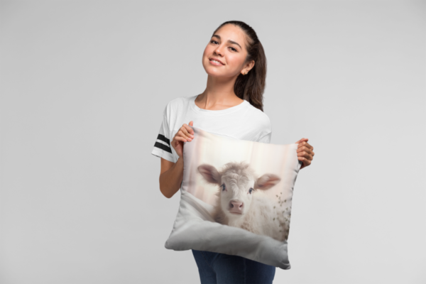 Calf Pillow, Cow Gift, Bedroom Decor, Cow Home Decore, Cow Pillow, Calf decor, Spun Polyester Square Pillow - Image 4