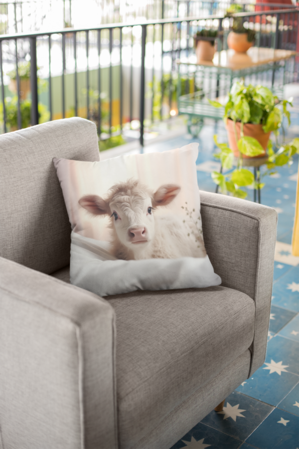 Calf Pillow, Cow Gift, Bedroom Decor, Cow Home Decore, Cow Pillow, Calf decor, Spun Polyester Square Pillow - Image 5