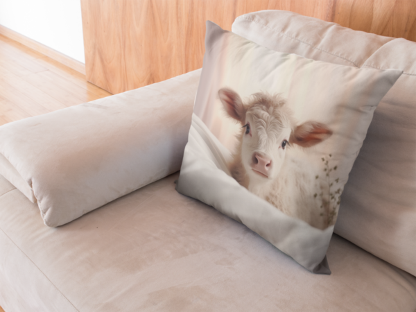 Calf Pillow, Cow Gift, Bedroom Decor, Cow Home Decore, Cow Pillow, Calf decor, Spun Polyester Square Pillow - Image 8