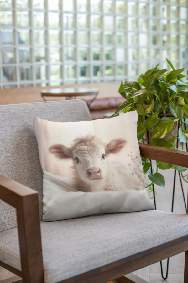 Calf Pillow, Cow Gift, Bedroom Decor, Cow Home Decore, Cow Pillow, Calf decor, Spun Polyester Square Pillow - Image 6