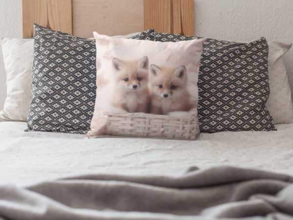 Baby Fox Pillow, Baby Fox Gift, Bedroom Decor, Baby Fox Home Decore, Fox Pillow, Fox decor, Square Pillow - Image 5