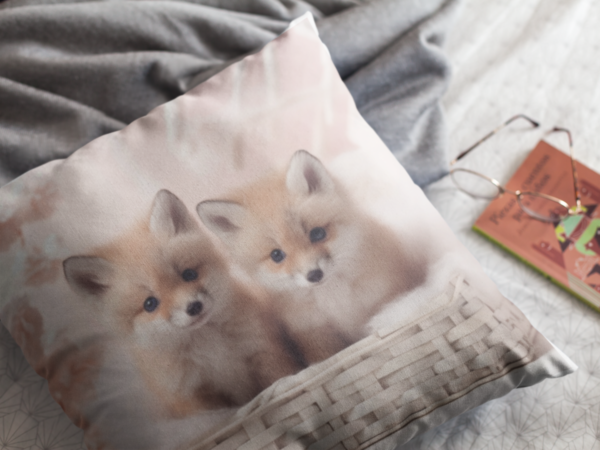 Baby Fox Pillow, Baby Fox Gift, Bedroom Decor, Baby Fox Home Decore, Fox Pillow, Fox decor, Square Pillow - Image 4