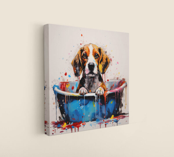 Beagle in Tub CANVAS ART | Dog Canvas Art, Artful Canvas Art, Gifted Dog Art, Colorful Dog Art, Canvas Artful Wallart