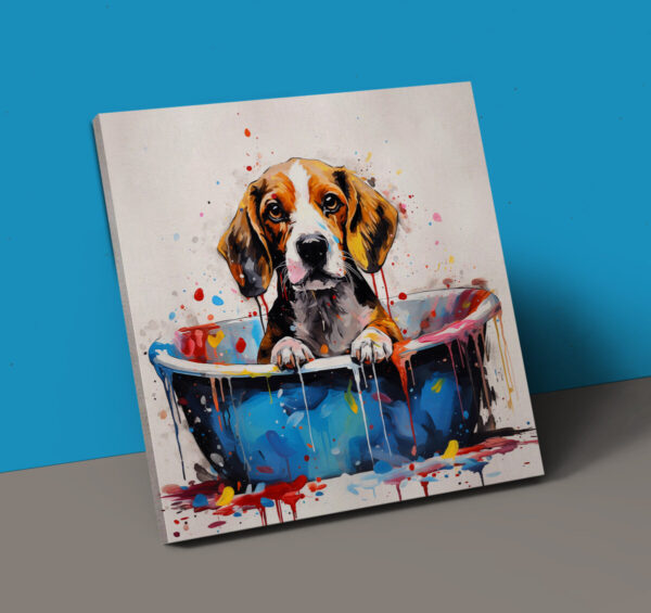 Beagle in Tub CANVAS ART | Dog Canvas Art, Artful Canvas Art, Gifted Dog Art, Colorful Dog Art, Canvas Artful Wallart - Image 4