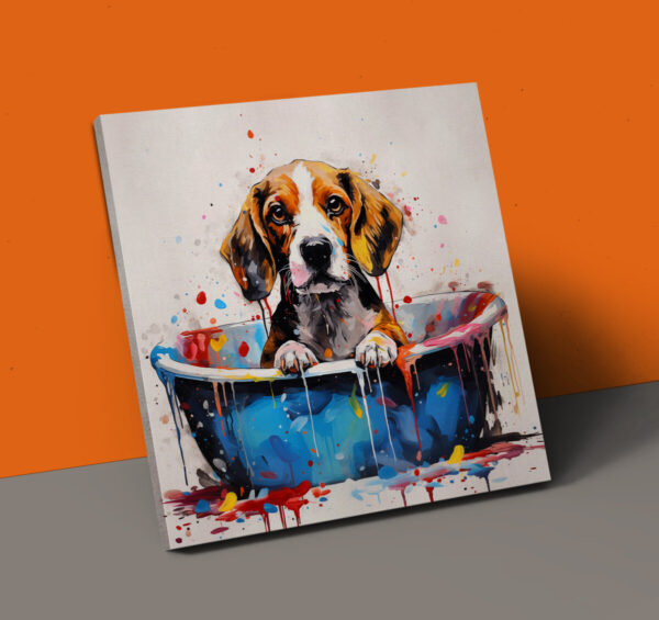 Beagle in Tub CANVAS ART | Dog Canvas Art, Artful Canvas Art, Gifted Dog Art, Colorful Dog Art, Canvas Artful Wallart - Image 3