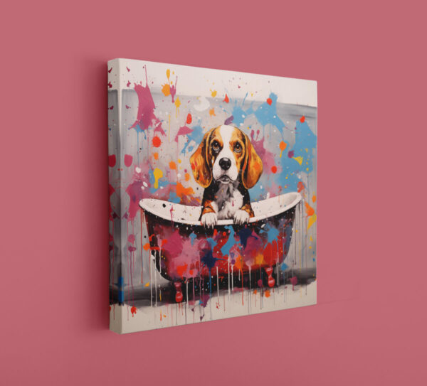 Beagle in Tub CANVAS ART | Dog Canvas Art, Artful Canvas Art, Gifted Dog Art, Colorful Beagle Art, Canvas Artful Wallart - Image 3