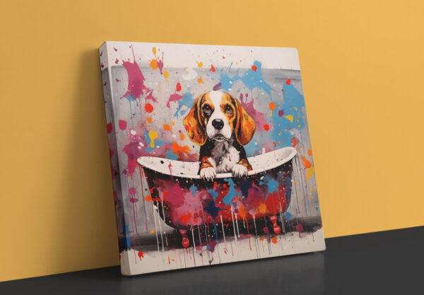 Beagle in Tub CANVAS ART | Dog Canvas Art, Artful Canvas Art, Gifted Dog Art, Colorful Beagle Art, Canvas Artful Wallart - Image 4